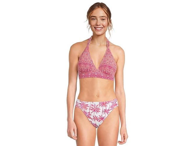 Tommy Bahama Island Cays Bikini Top Women Pink Reversible Halter Swimwear JZZ854