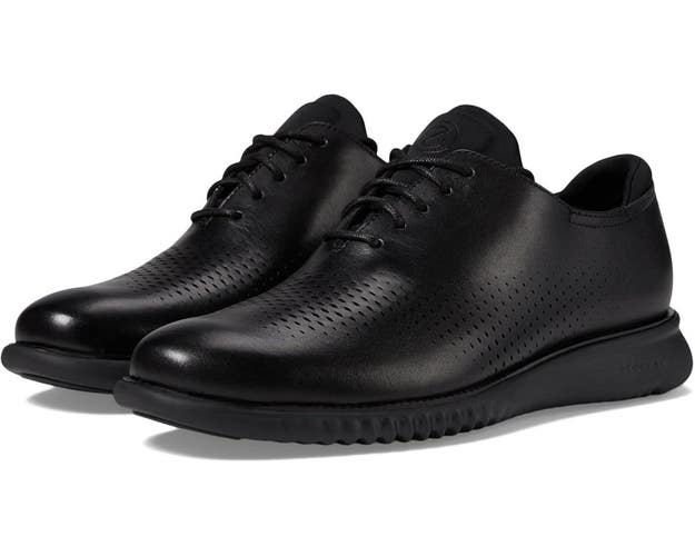 Cole Haan 2.ZeroGrand Laser Oxford Men's US 9 Black Leather Dress Shoes VER962