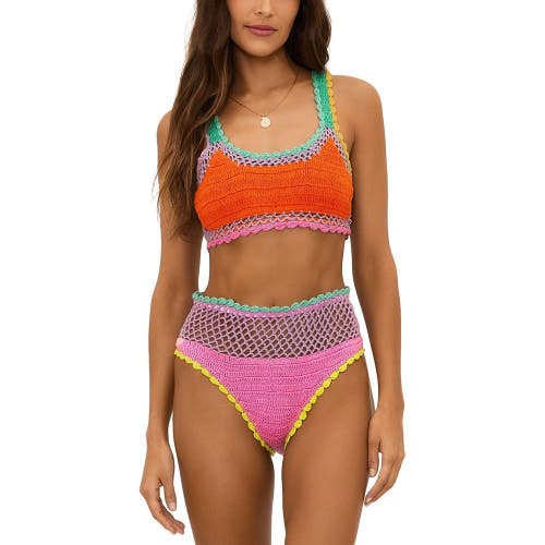 Beach Riot Elliot Bikini Top Women's Medium Multicolor Crochet Swimwear JZZ836
