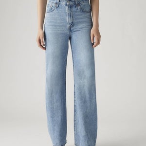 Levi's Ribcage Jeans Women's 26X32 Blue Denim Light Wash Cotton Wide Leg JZZ872