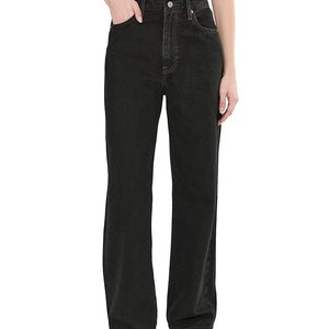 Levi's Ribcage Jeans Women's 30X32 Black Denim Cotton Wide Leg Zip Fly JZZ850