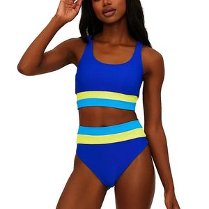 Beach Riot Heidi Bikini Bottom Women's S Blue Stretch Colorblock Swimwear JZZ920