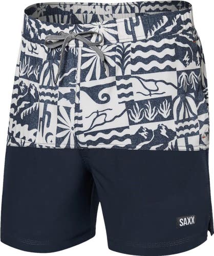 Saxx Oh Buoy Trunk Shorts Men's Large Black Printed 5" Inseam Swimwear JZZ912