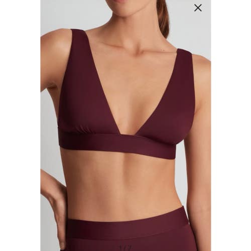 Lauren Ralph Lauren Beach Club Solid Bikini Top Women's 8 Purple Swimwear JZZ890