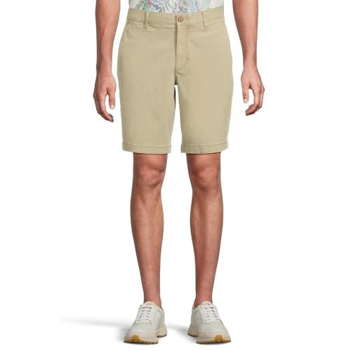 Tommy Bahama Boracay Chino Shorts Men's 32 Khaki Stretch 9" Flat Front JZZ879