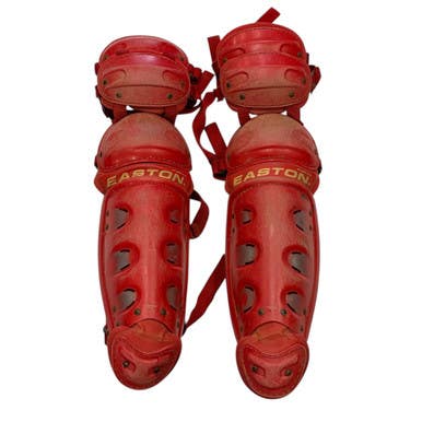 Used Easton NATURAL Catchers Leg Guards Red Intermed 11406-S000108709