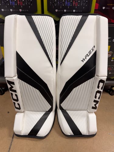White/Black 22" 2022 CCM YTFLEX 3 Goalie Leg Pads (New)
