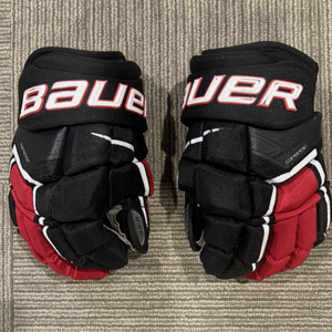 Bauer Supreme Ultrasonic Ice Hockey Gloves - Senior - 13” - Black Red White
