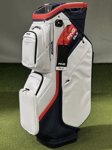 PING 2026 DLX Premium 15-Way Cart Golf Bag Color: Navy/White/Red NEW!