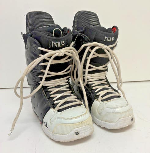 Burton Hail Black/White Leather All-Mtn Snowboard Boots US Men's 8.5 EU 41.5