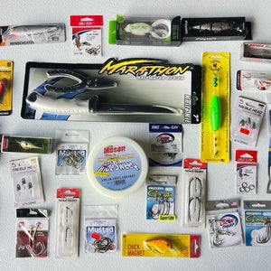 Fishing Tackles Assortment 30 Pieces Knife, Line, Baits, Hooks... INV #344