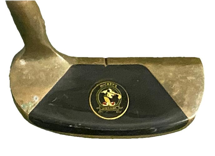 Mickey's Golf Club Inlay Brass Blade Putter 34" Shaft With Nice Vintage Grip RH