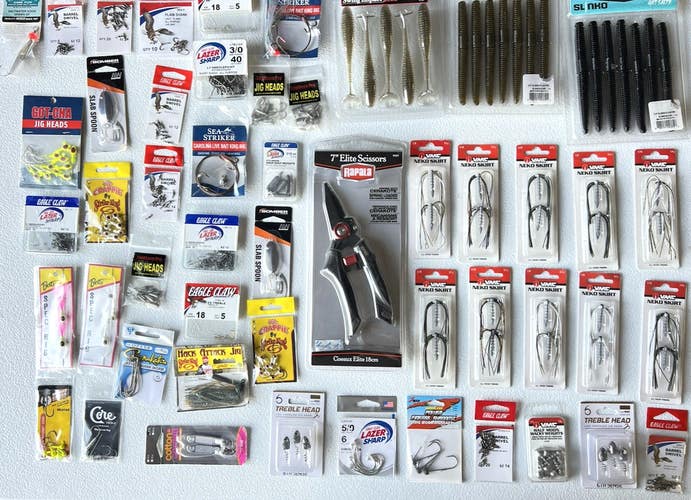 Fishing Tackles Assortment 50 Pieces Scissors, Baits, Hooks... INV #349