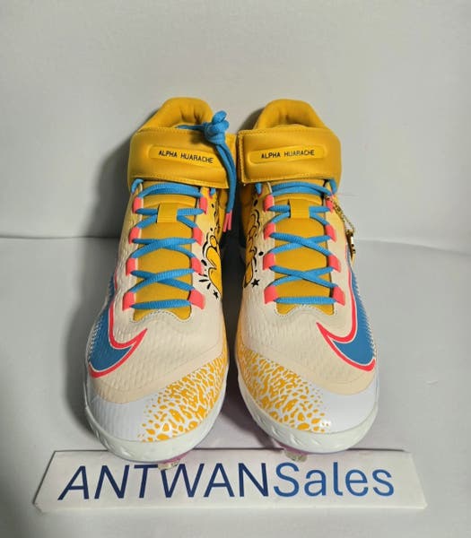 NIKE X RBI Exclusive Alpha Huarache Elite 4 Baseball Cleats Mens 13 Yellow‎ Blue Rare Nike x RBI Alpha Huarache Elite 4 Multicolor Men  main image 2