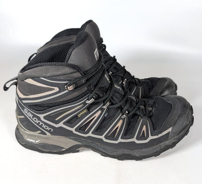 Salomon X Ultra Mid 3 Black Gray Goretex GTX Waterproof Hiking Boots Men's 10.5