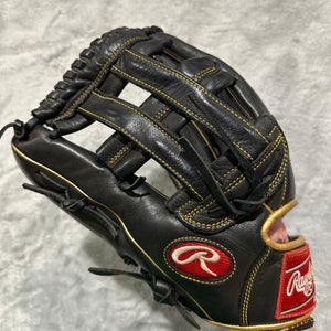Black Rawlings R9 LH Outfield Baseball Glove 12.75" (Used)