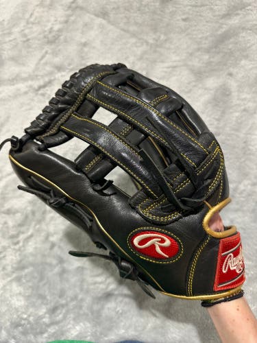 Black Rawlings R9 LH Outfield Baseball Glove 12.75" (Used)
