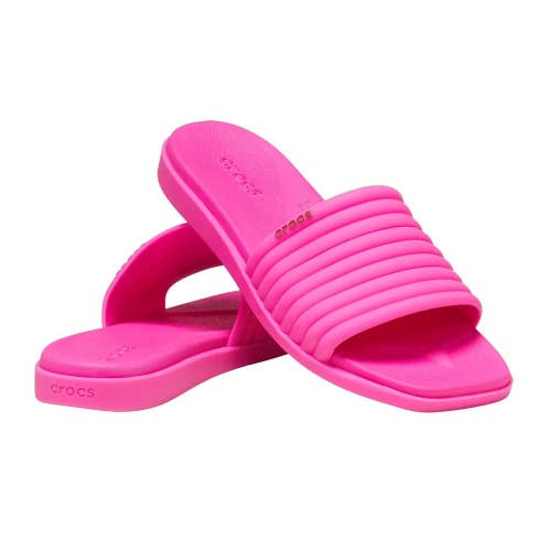 Crocs Miami 209794-6TW Sandals Women's US 8 Pink Crush Square Toe Slides GBO2588