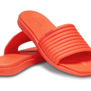 Crocs Miami Sandals Women's US 6 Lava Orange Square Toe Slip-On Slide VER1342