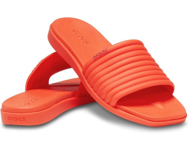 Crocs Miami Sandals Women's US 6 Lava Orange Square Toe Slip-On Slide VER1342