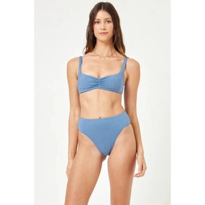L*Space Savannah Bikini Bottom Women's M Baltic Stretch Ribbed High Waist JZZ949