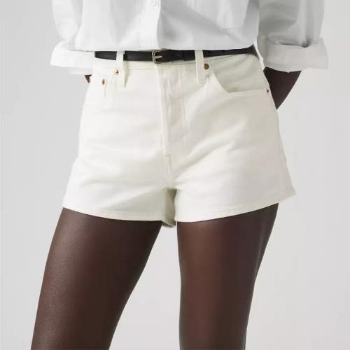 Levi's 501 Shorts Women 26 White Denim High Rise Original Fit Streetwear GBO2581