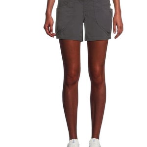 prAna Kanab Shorts Women's Large Charcoal Stretch Mid Rise Elastic Waist GBO2253