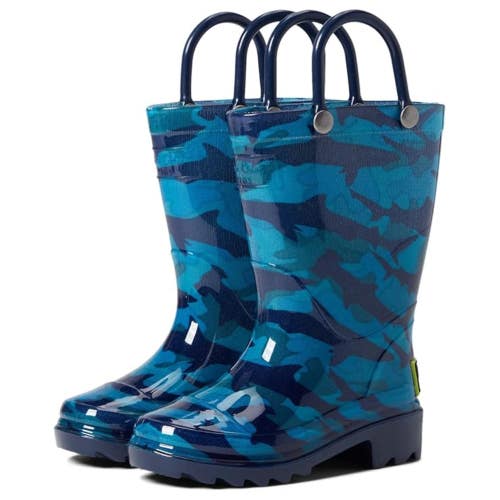 Western Chief 24126217P Toddler US 5 Blue Camo Shark Pull On Rain Boots JOBB2140