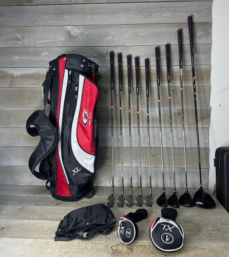 Top Flite XL Set Driver 3W 4H 5H 6-PW Irons Steel Shaft Bag Cover Right Regular