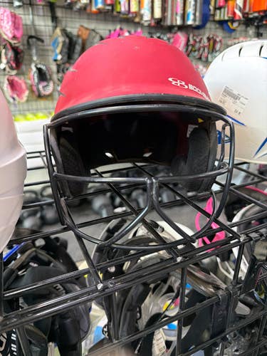 Used BoomBah 7 -- 7 3/4 Batting Helmet w/Mask Red M/L 11605-S000212071