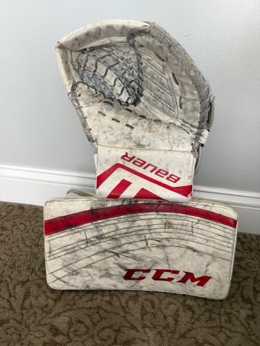 Bauer Full Right (Used) Goalie Glove - CCM Blocker