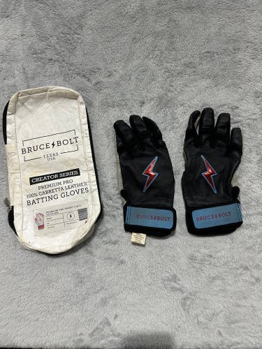 Black Large Bruce Bolt Batting Gloves (Used)