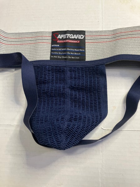 Safe T Gard navy jockstrap supporter. Medium grey waist