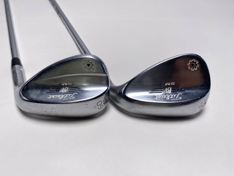 Titleist Vokey SM7 Tour Chrome Wedge Set 56* 8 | 60* 14 Wedge RH Midsize Grips