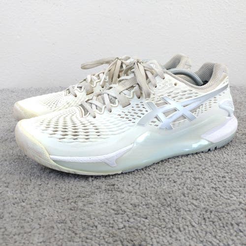 ASICS Gel-Resolution 9 Womens Size 8.5 Tennis Shoes Low Top Lace Up White Silver