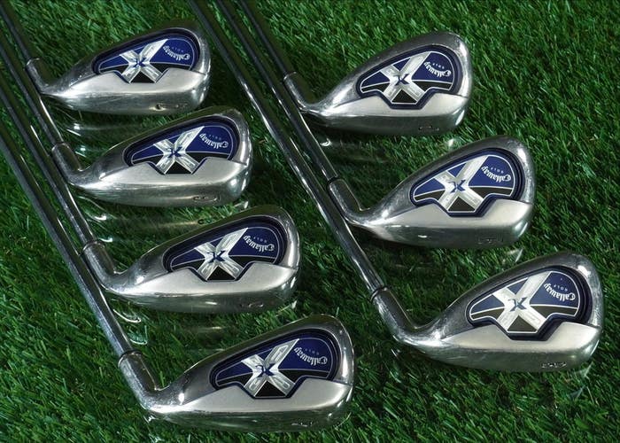 Callaway X18 X-18 Irons Set 4-PW Uniflex Steel Shafts RH New Grips ~ NICE!!