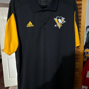 NEW Pittsburgh Penguins NHL Adidas Center Ice Climachill Black Game Polo Shirt XL Team Issue