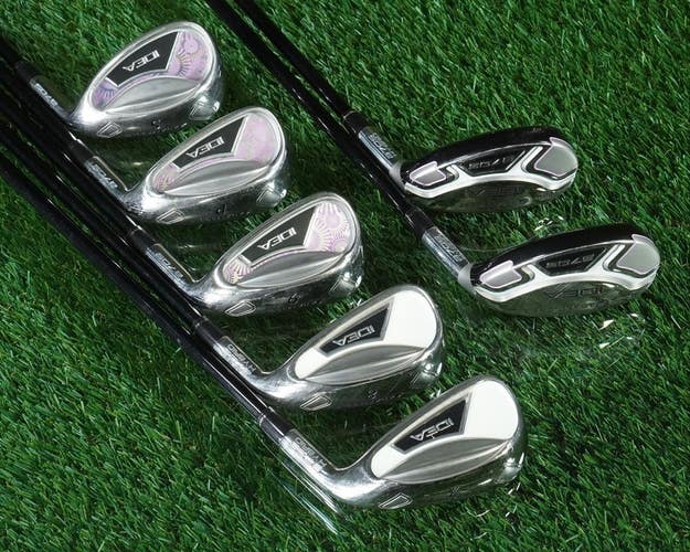 Adams Idea a7 OS Women's Hybrid Golf Set 7 Clubs 50g Ladies RH W/ New Pink Grips