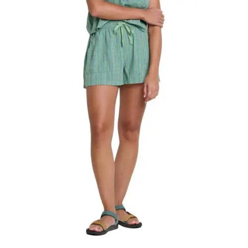 Toad&Co Taj Hemp Shorts Women's Large Sagebrush Dobby Drawstring Waist GBO2265