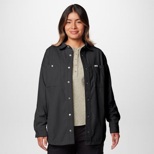 Columbia Blue Point Creek Shirt Jacket Women Shark Corduroy Button Front JAX1009