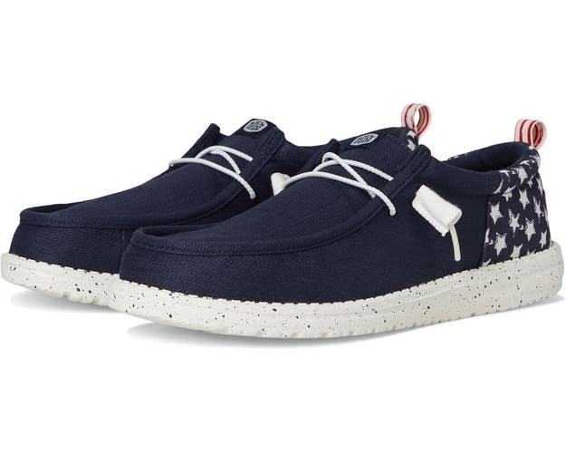 Hey Dude Wally Funk Americana Stars 43633-4UC Mens 14 Navy Slip On Shoes JAX1026