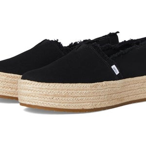 Toms Valencia 10021914 Espadrille Women's US 7.5W Black Canvas Platform VER1431