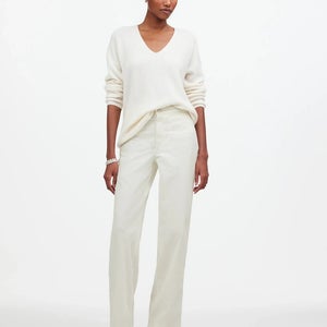 Madewell The Emmett Pants Women's 24 White Welt Pocket Edition Wide-Leg GBO2266