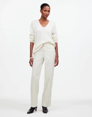 Madewell The Emmett Pants Women's 24 White Welt Pocket Edition Wide-Leg GBO2266