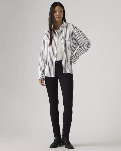 Levi's 711 Jeans Women's 28 Soft Black Denim Stretch Skinny Leg Mid-Rise GBO2305