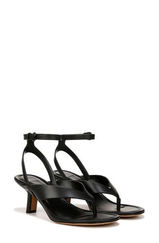 Vince Julian Sandals Women's US 6 Black Leather Ankle Strap Kitten Heel VER1023