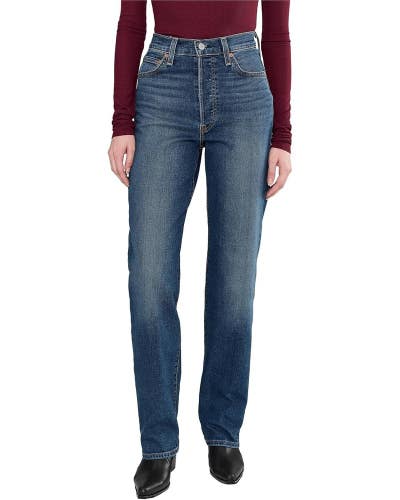 Levi's Ribcage 79078-0016 Jeans Women 29 Blue Denim Stretch Straight Leg GBO2300