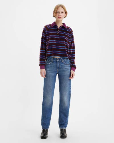 Levi's Middy Jeans Women 32x31 Blue Denim Dark Wash Straight Leg Zip Fly GBO2230