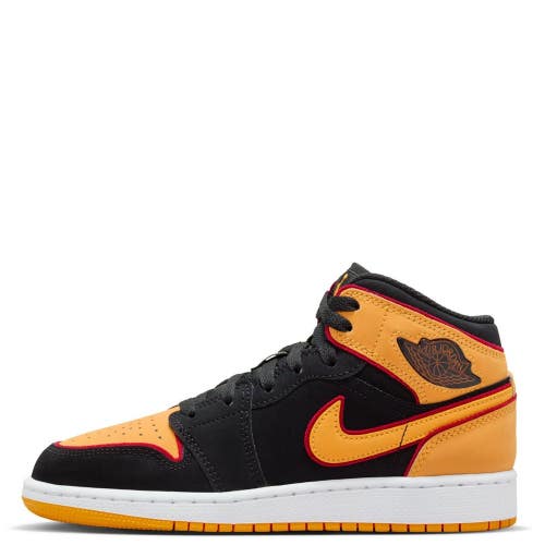 Air Jordan 1 Mid SE (GS) FJ4924-008 kids Black Orange Lifestyle Shoes HTAT87