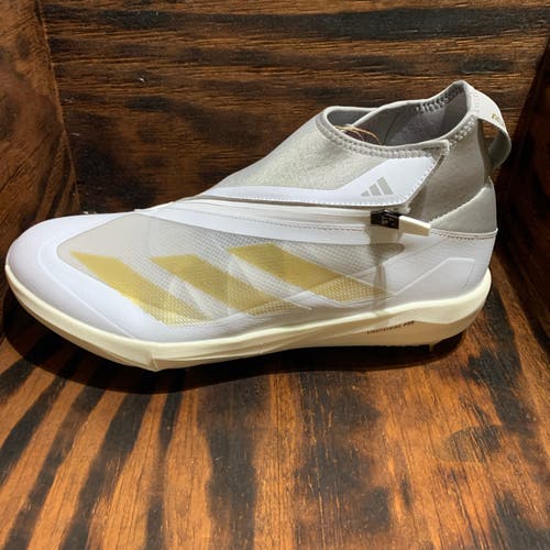 Adidas Adizero Impact+ Baseball Cleats White Grey Metallic Gold Men’s Sz 11.5